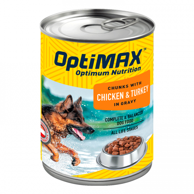 Optimax Chicken and Turkey Adult Canned Dog Food – Complete & Balanced Wet Dog Food (24 Cans)
