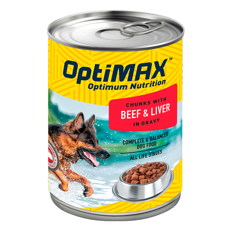 Optimax Beef and Liver Canned Dog Food – Complete & Balanced Wet Dog Food (24 Cans)